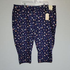 St John's Bay Women's Navy Floral Mid-Rise Tummy Control Easy Fit Sz 20w Spring